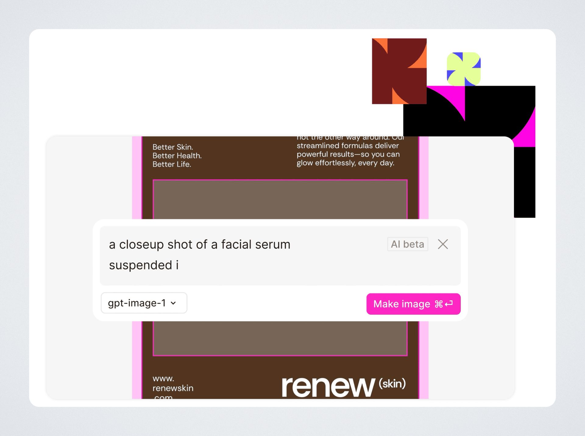 Screenshot of Figma Buzz, an advertising graphic is created from a text prompt