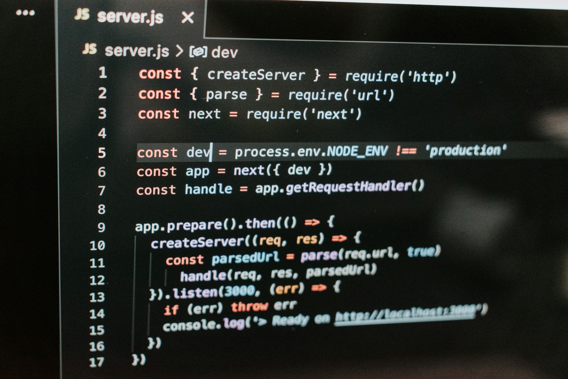 Source code of a Next.js application in an editor