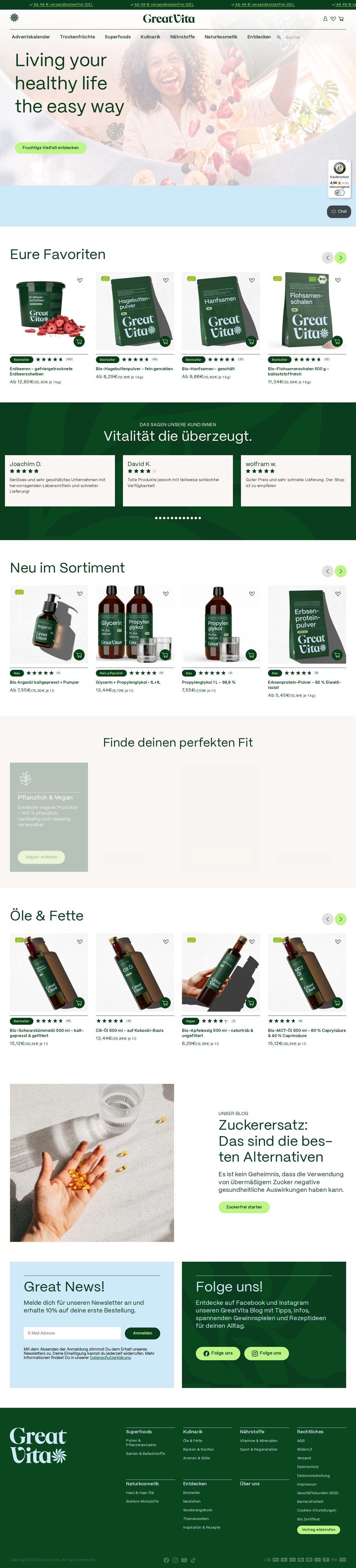 Home page of greatvita.de, full page